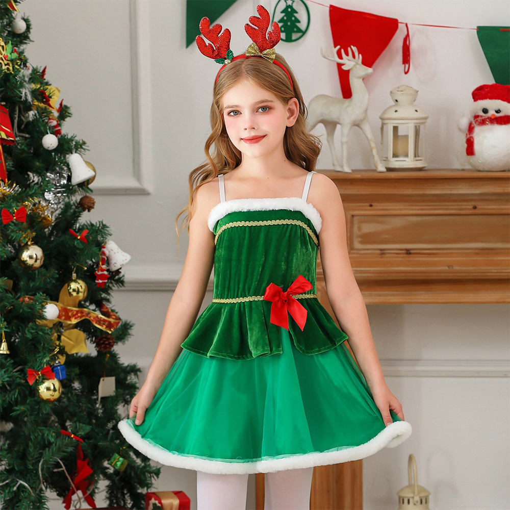 Personalized Girl Christmas Party Dress With Cape Shawl|YESMC04