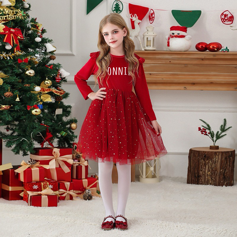 Personalized Gir Long-Sleeved Ruffled Princess Dress| Dress26