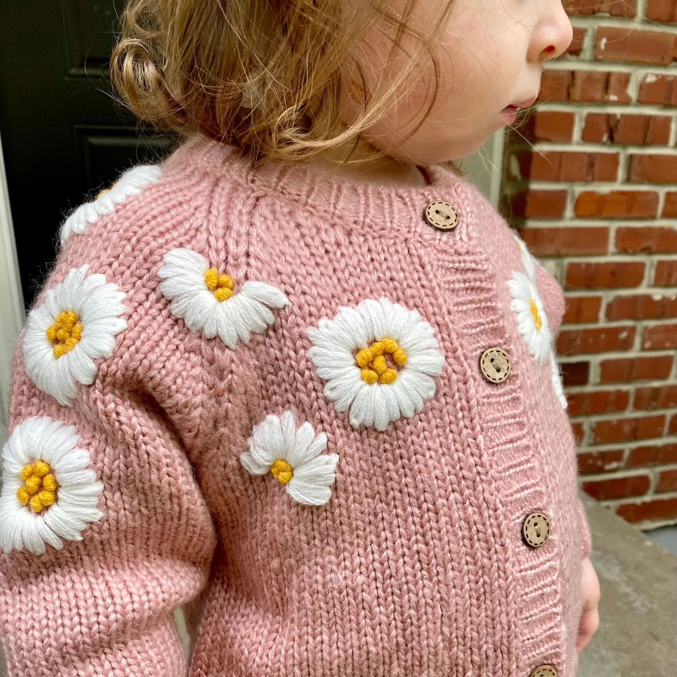 Personalized Baby Hand Embroidered Daisy Cardigan| BBcloth97