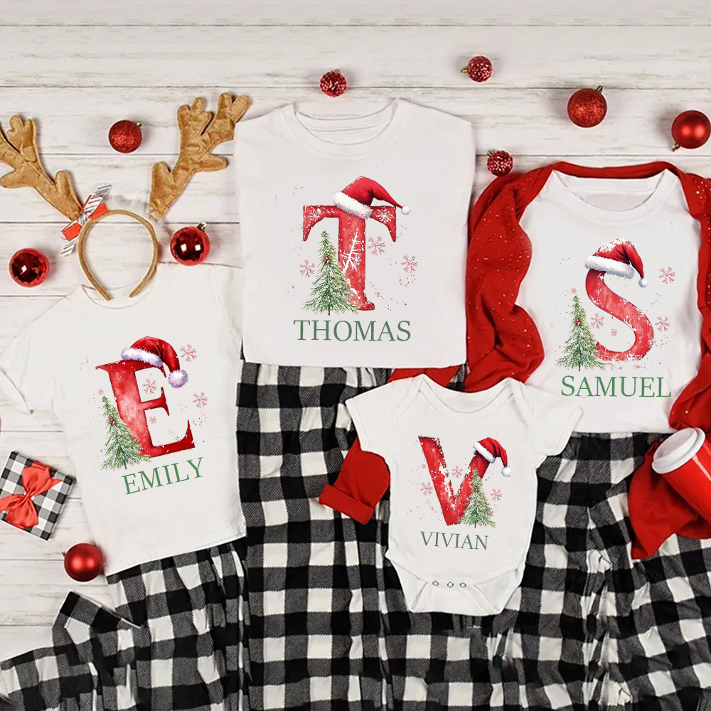 Personalized Family Christmas Monogrammed Name T-Shirt| Match0426
