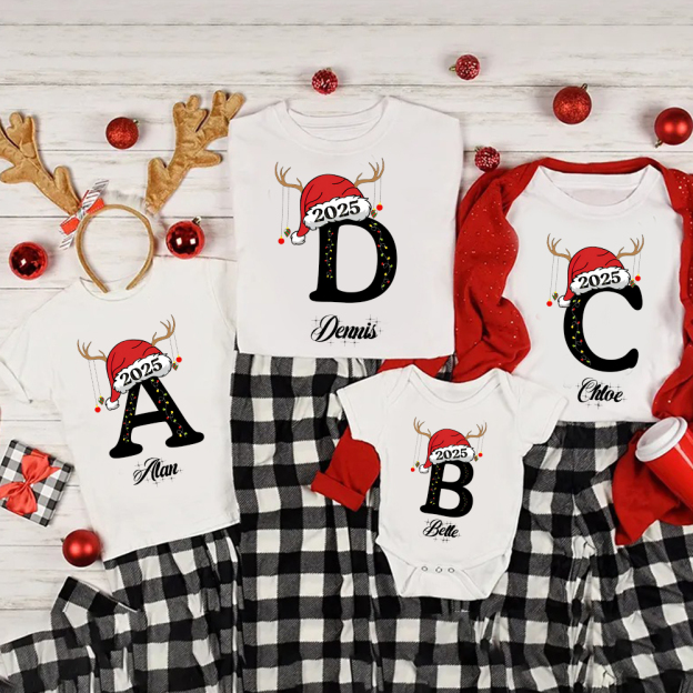 Personalized Family Christmas Monogrammed Name T-Shirt| Match0424