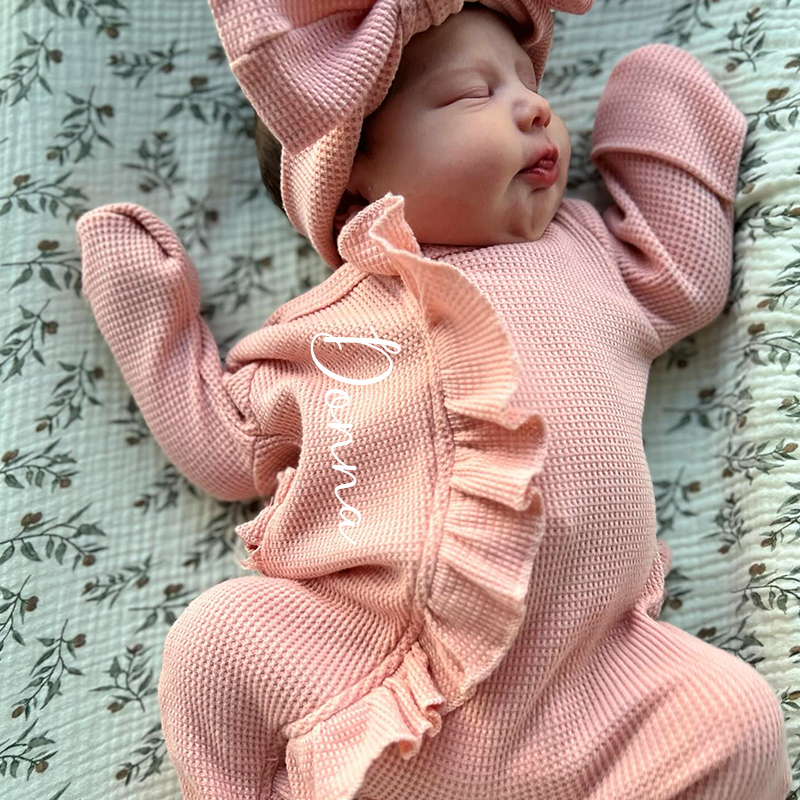 Personalized Baby Girl Zipper Knit Ruffled Footie Outfit| BBCloth61