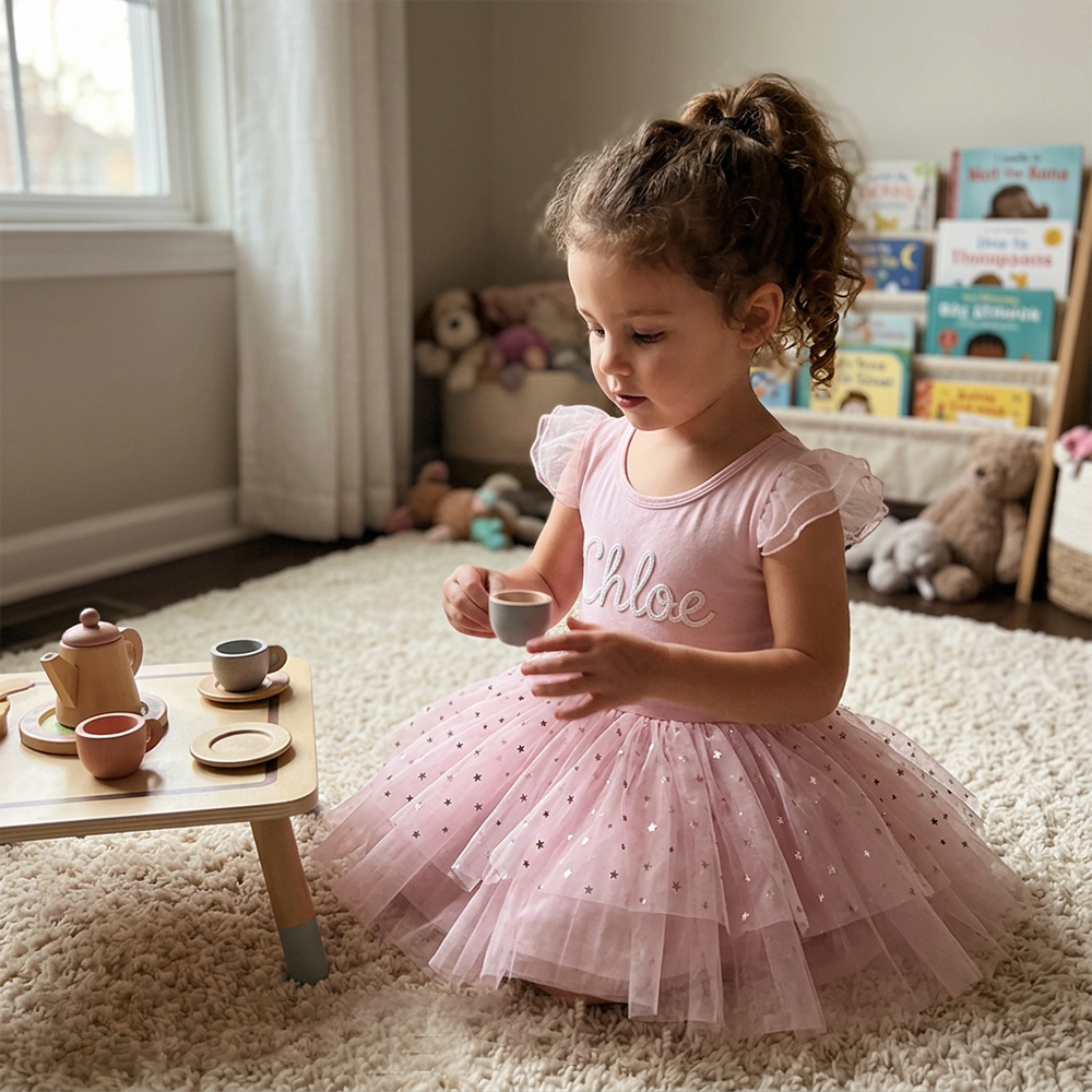 Personalized Hand Embroidered Girl Ballet Dance Tutu Dress| Dress106