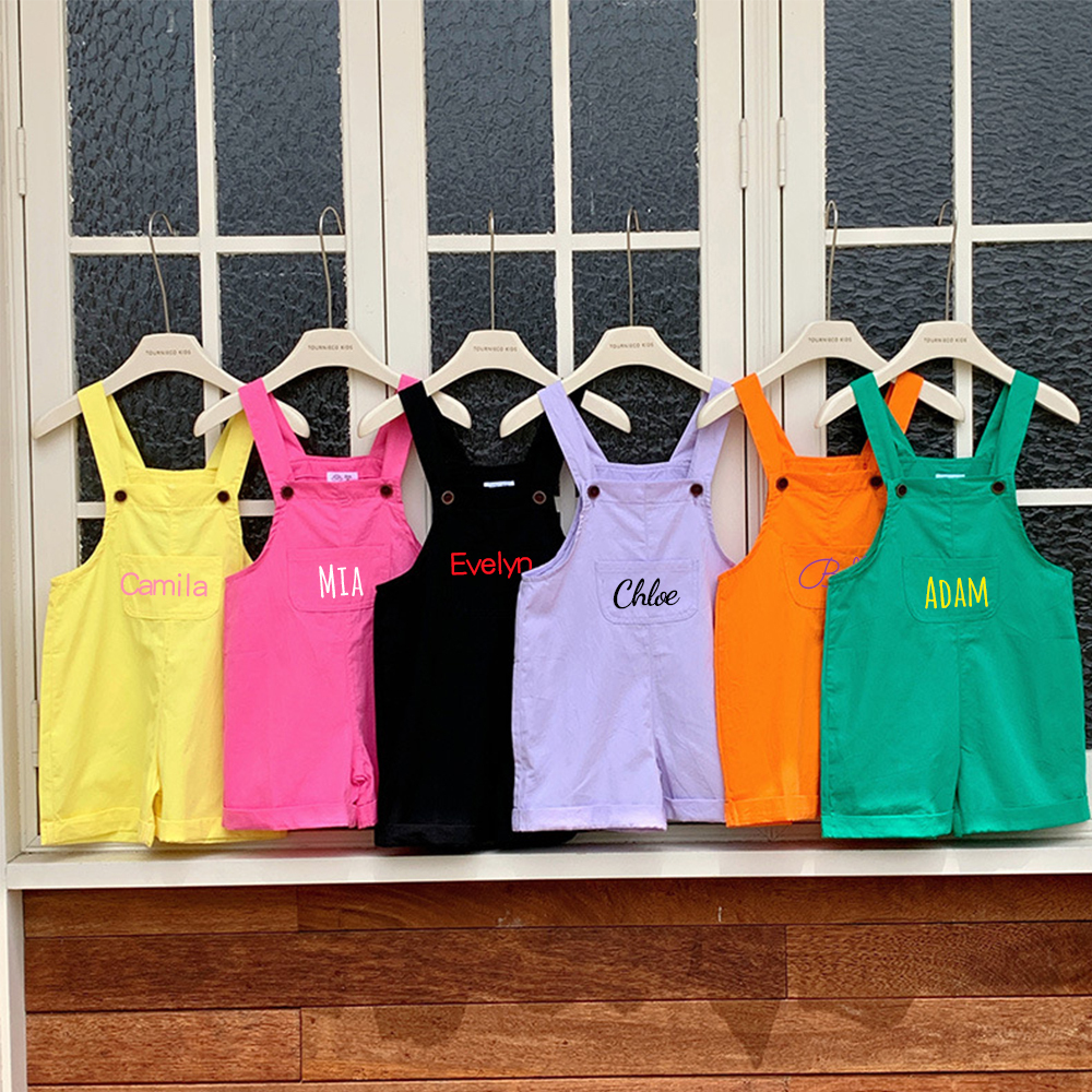 Personalized Kids Multicolor Cozy Overalls| Pants18