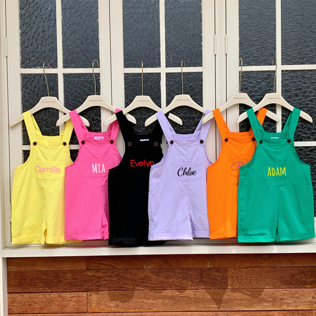 Personalized Kids Multicolor Cozy Overalls| Pants18