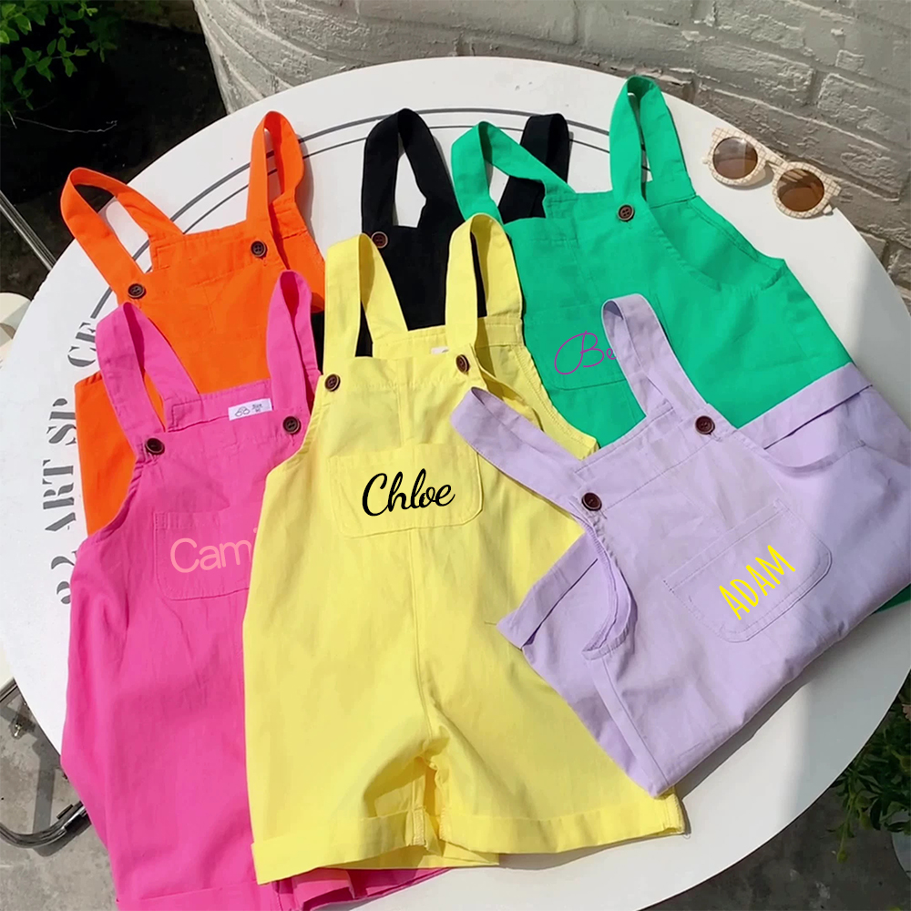 Personalized Kids Multicolor Cozy Overalls| Pants18