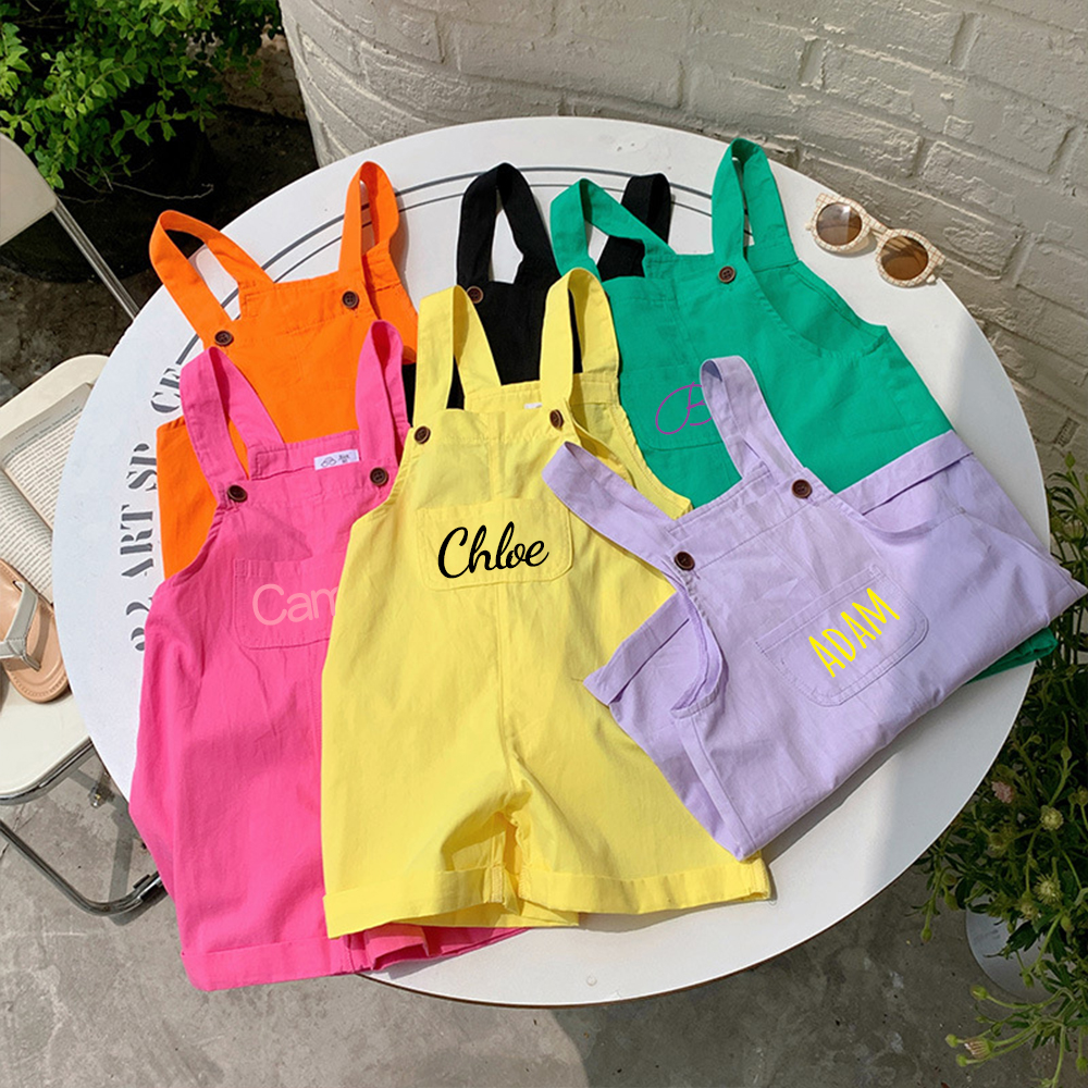Personalized Kids Multicolor Cozy Overalls| Pants18