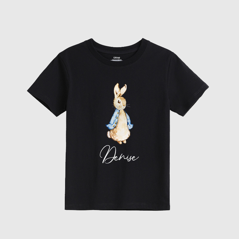 Personalized Kids Blue & Pink Rabbit T-Shirt| Cloth122