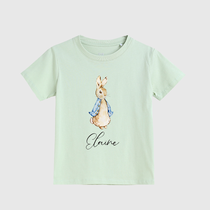 Personalized Kids Blue & Pink Rabbit T-Shirt| Cloth122