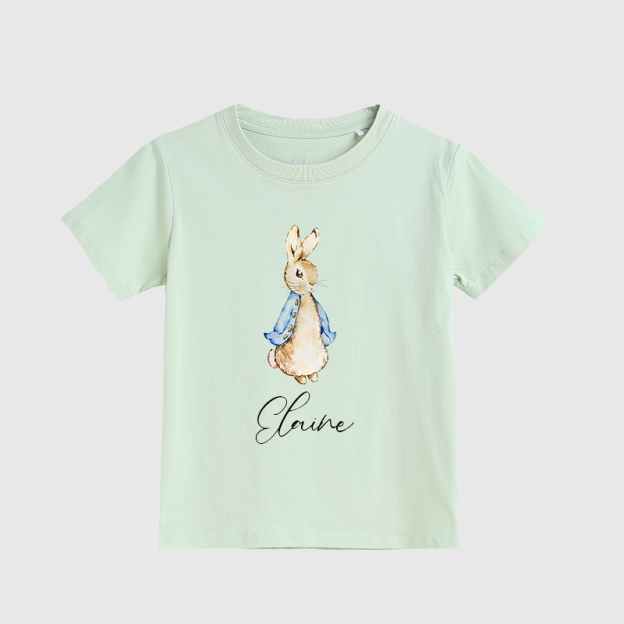 Personalized Kids Blue & Pink Rabbit T-Shirt| Cloth122