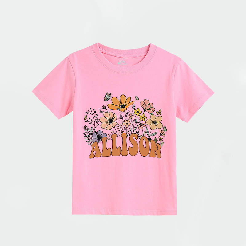 Personalized Girls Retro Daisy Wild Flower T-Shirt| Cloth1421