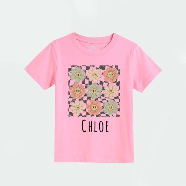 Personalized Girls Retro Flower T-Shirt| Cloth1422