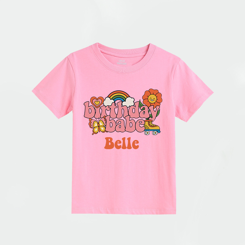 Personalized Girls Pink Retro Birthday T-Shirt| Cloth1422
