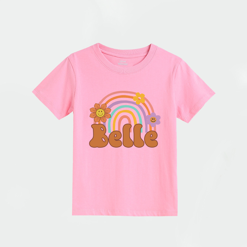 Personalized Girl Retro Rainbow Cozy T-Shirt| Cloth1435