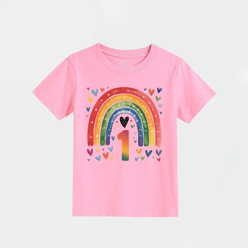 Personalized Girl Birthday Watercolor Rainbow T-Shirt| Cloth1469