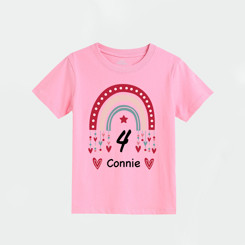 Personalized Girl Rainbow Birthday T-Shirt| Cloth1471
