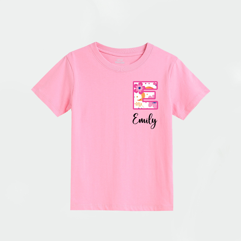 Personalized Girl Initial Cute Floral T-Shirt| Cloth1475