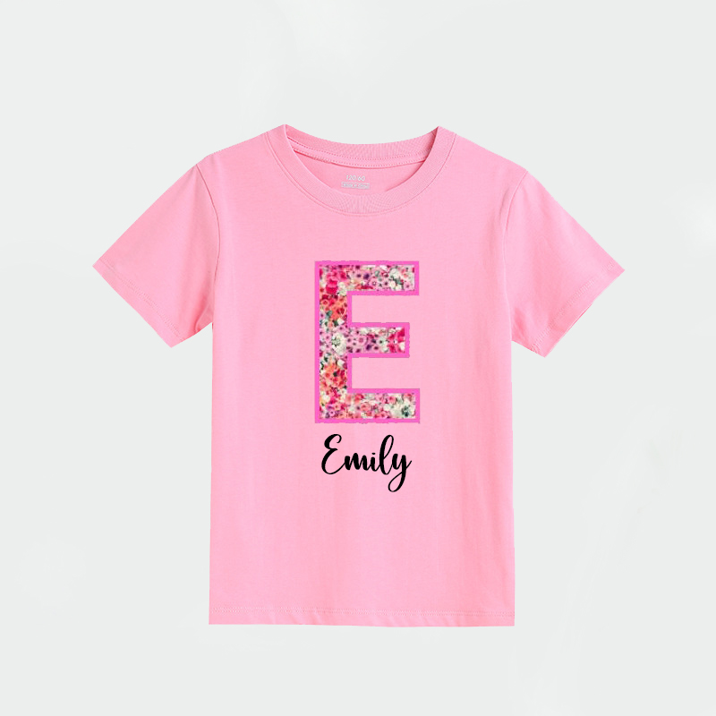 Personalized Girl Initial Cute Floral T-Shirt| Cloth1476