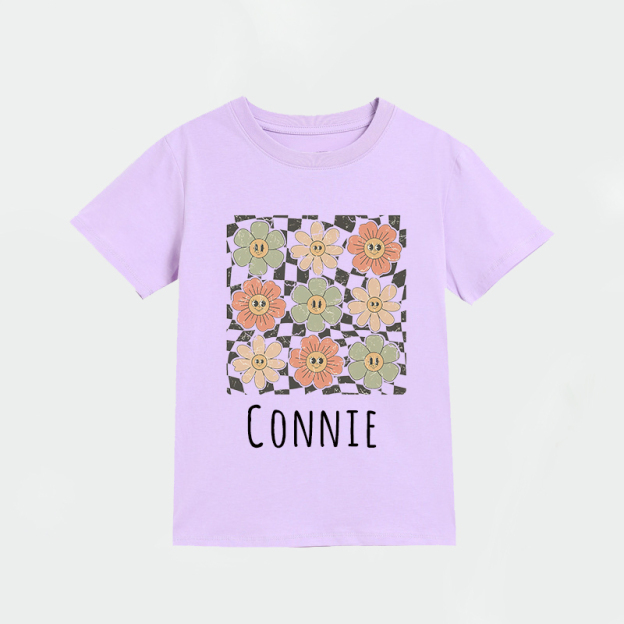 Personalized Girls Retro Flower T-Shirt| Cloth1422