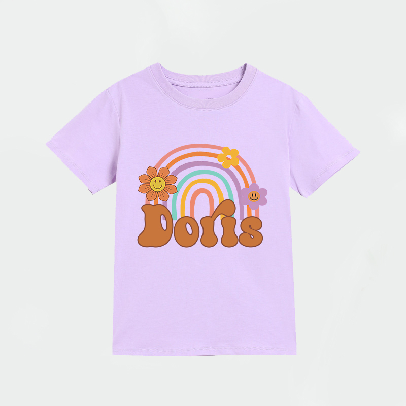 Personalized Girl Retro Rainbow Cozy T-Shirt| Cloth1435