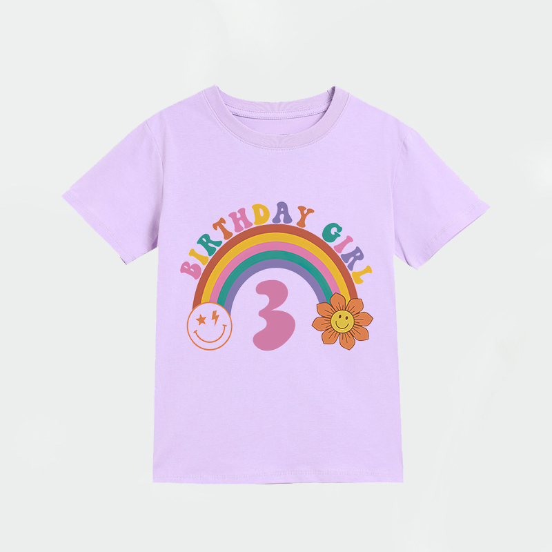 Personalized Girl Retro Rainbow Cozy T-Shirt| Cloth1436