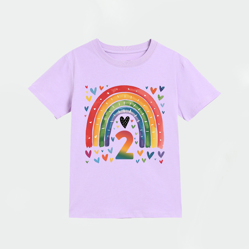 Personalized Girl Birthday Watercolor Rainbow T-Shirt| Cloth1469