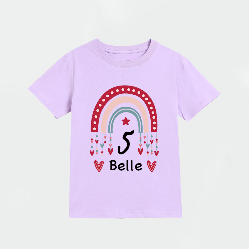 Personalized Girl Rainbow Birthday T-Shirt| Cloth1471