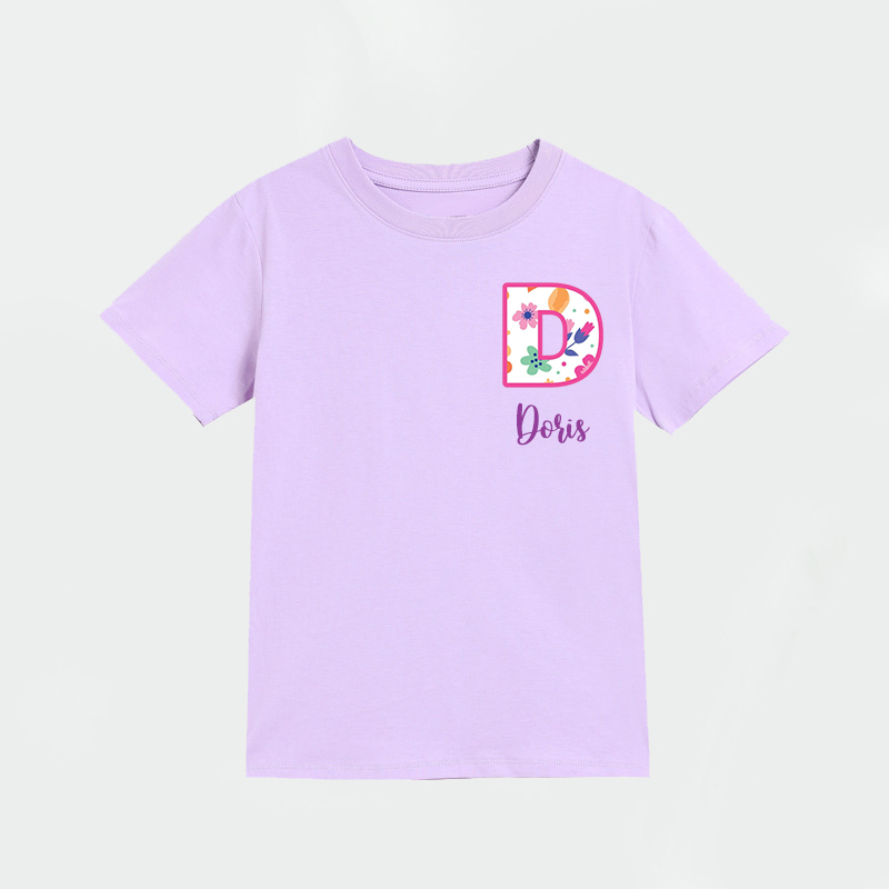 Personalized Girl Initial Cute Floral T-Shirt| Cloth1475