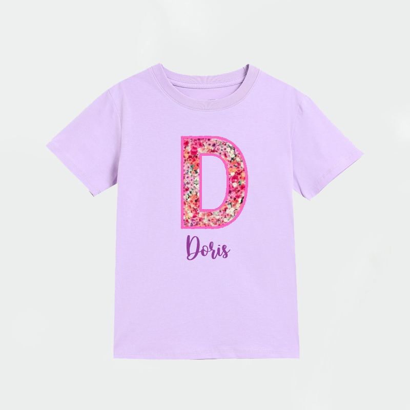 Personalized Girl Initial Cute Floral T-Shirt| Cloth1476