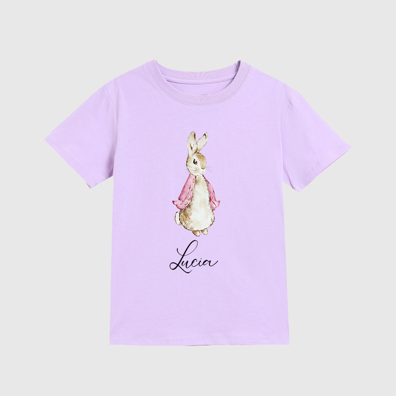 Personalized Kids Blue & Pink Rabbit T-Shirt| Cloth122
