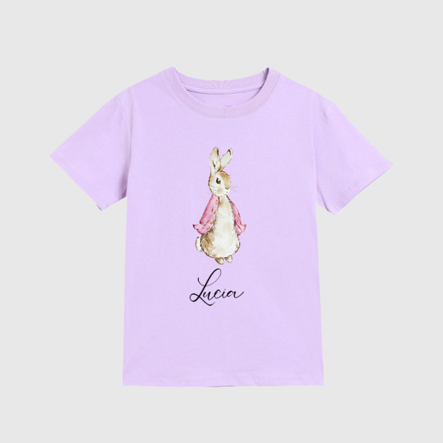 Personalized Kids Blue & Pink Rabbit T-Shirt| Cloth122