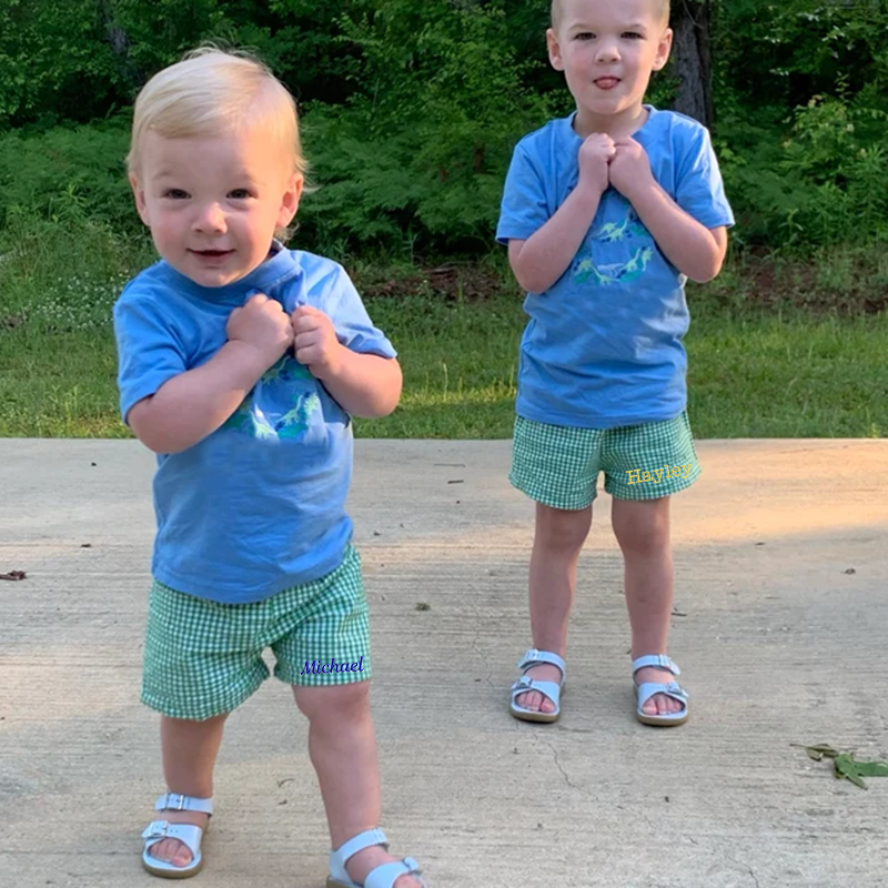 Personalized Kids Color Gingham shorts| Pants01