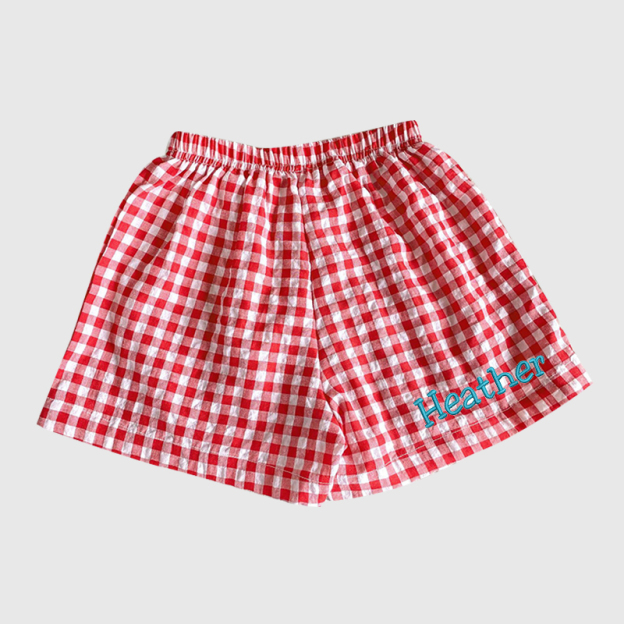 Personalized Kids Color Gingham shorts| Pants01