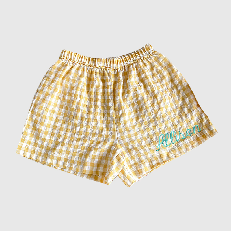 Personalized Kids Color Gingham shorts| Pants01
