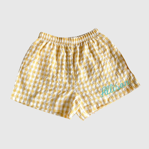 Personalized Kids Color Gingham shorts| Pants01