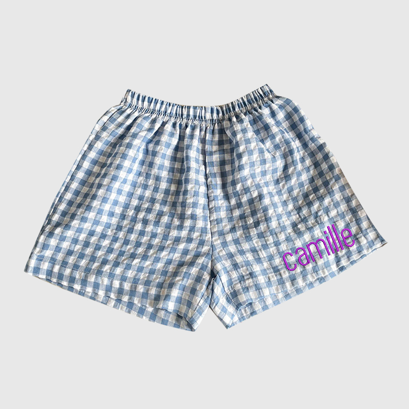 Personalized Kids Color Gingham shorts| Pants01