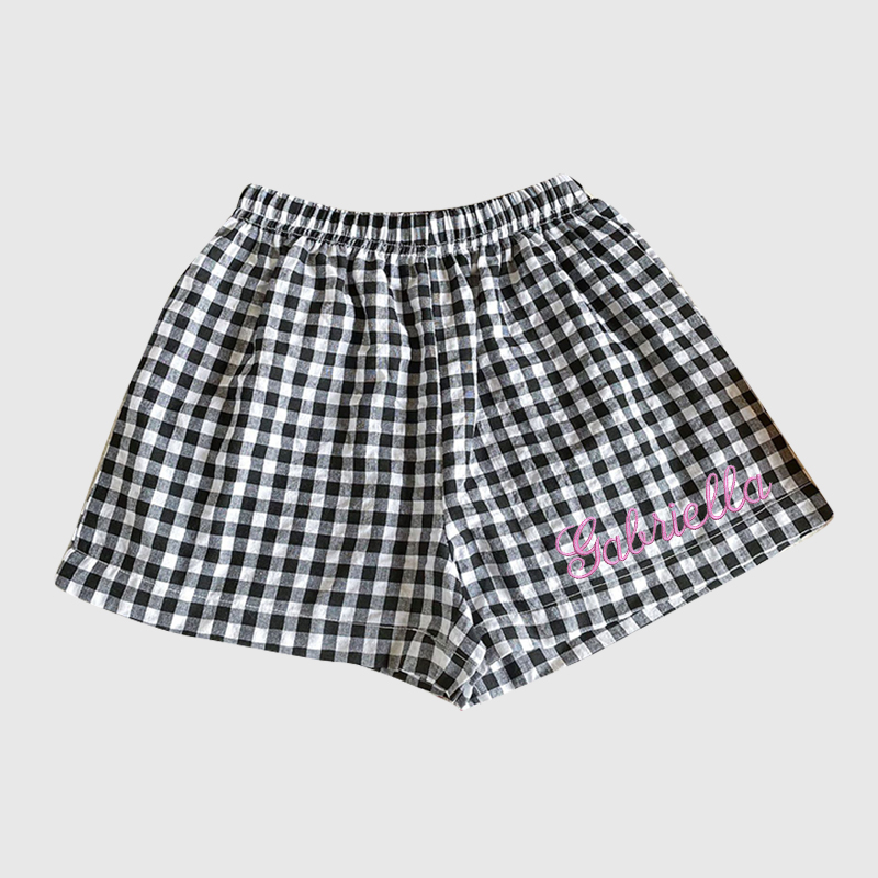 Personalized Kids Color Gingham shorts| Pants01