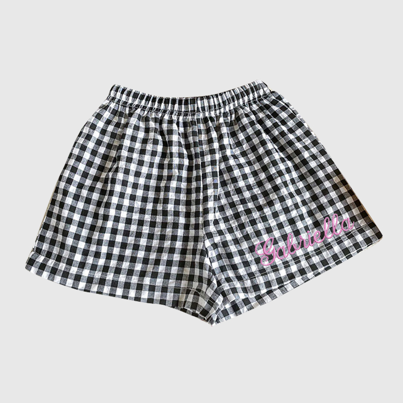Personalized Kids Color Gingham shorts| Pants01