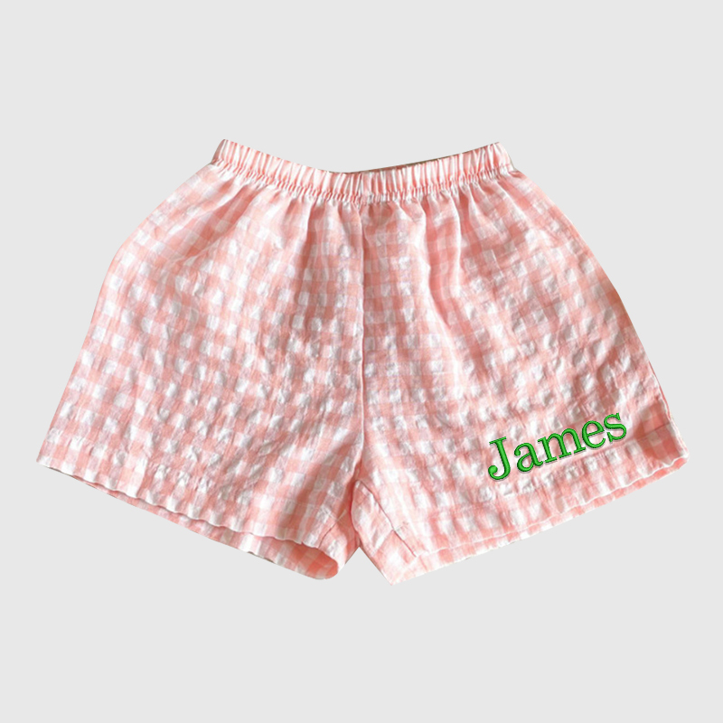 Personalized Kids Color Gingham shorts| Pants01