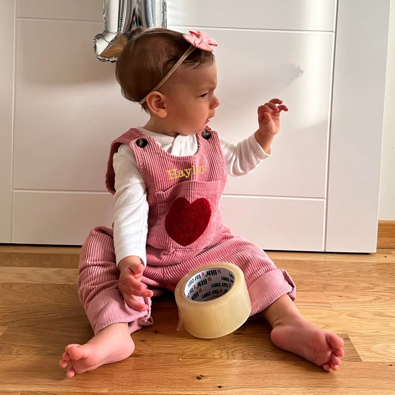 Personalized Kids Corduroy Embroidered Overalls| Pants02