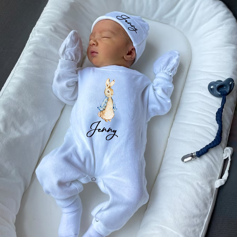 Personalized Blue & Pink Rabbit Baby Going Home Sets| BBCloth13