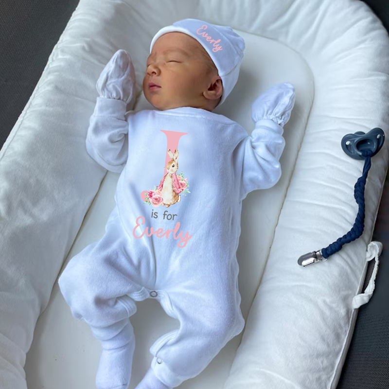 Personalized Rabbit Initial Baby Going Home Sets| BBCloth1220