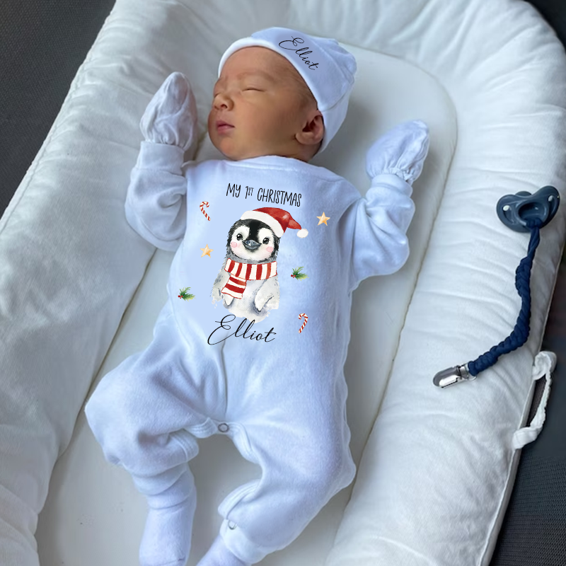 Personalized Baby My First Christmas Penguin Outfit| BBcloth1225