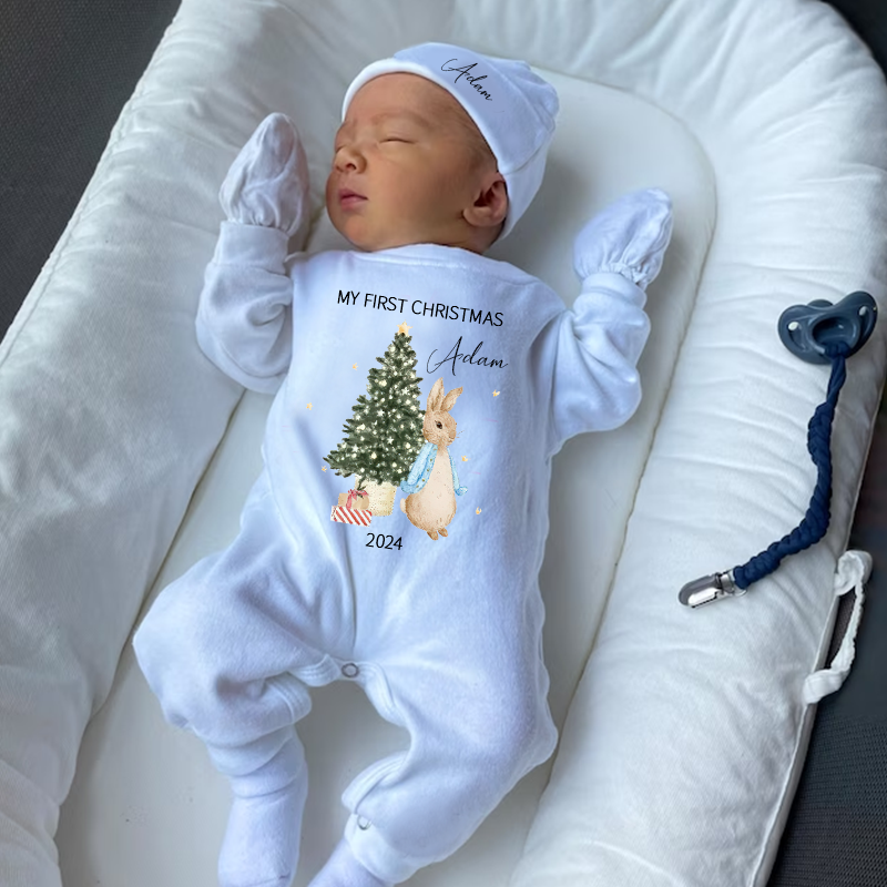 Personalized Baby First Christmas Rabbit Outfit| BBCloth1203