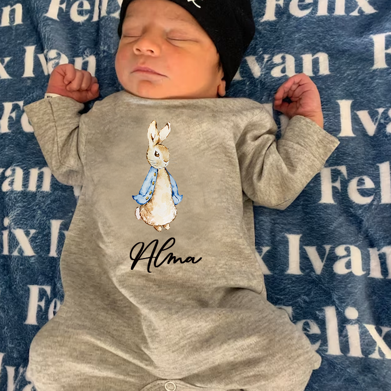 Personalized Blue & Pink Rabbit Baby Going Home Sets| BBCloth13