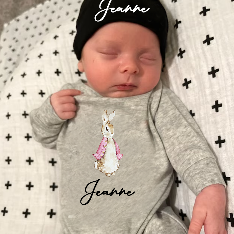 Personalized Blue & Pink Rabbit Baby Going Home Sets| BBCloth13
