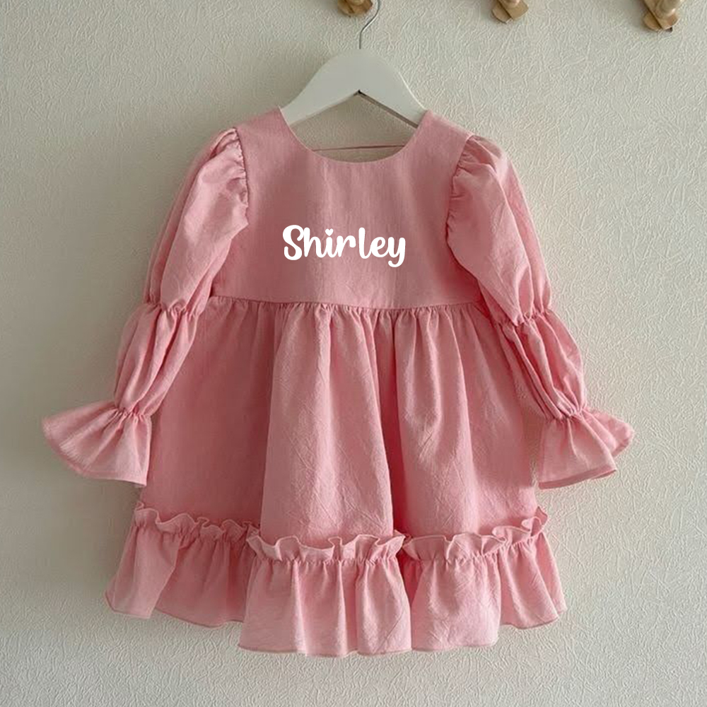 Personalized Girl Pink Lantern Sleeves Dress| Dress45