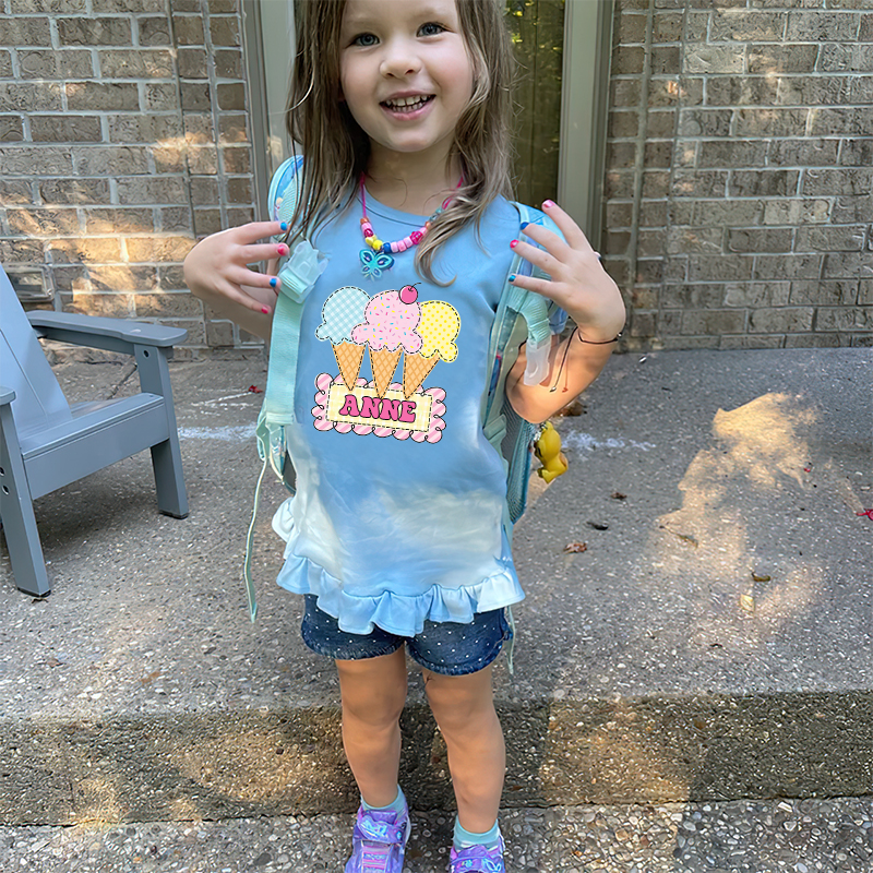 Personalized Girls Short Sleeve Ruffle Shirt| Cloth142