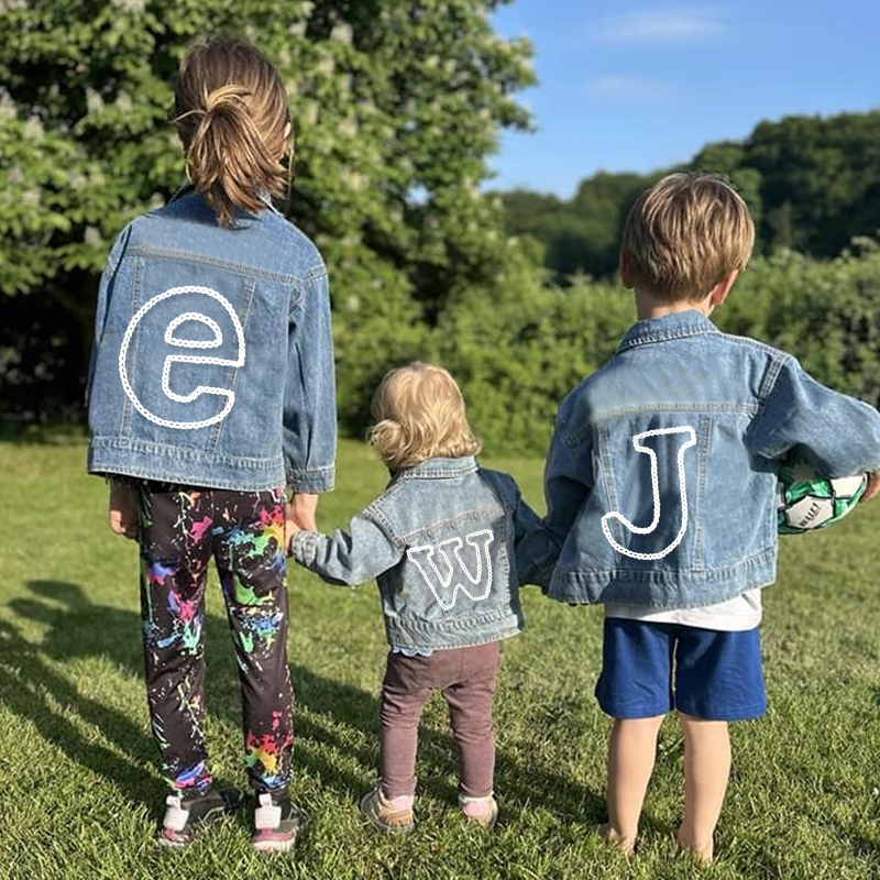 Personalized Hand Embroidered Kids Name Denim Jacket| Cloth189