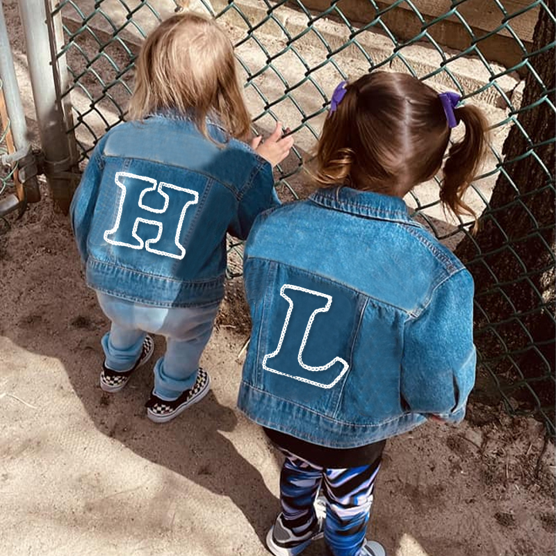 Personalized Hand Embroidered Kids Name Denim Jacket| Cloth189